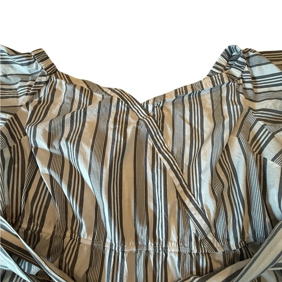 Lane Bryant Off-Shoulder Striped Wrap Top Plus Size 24| Cotton Blend Tie Waist - Picture 8 of 15